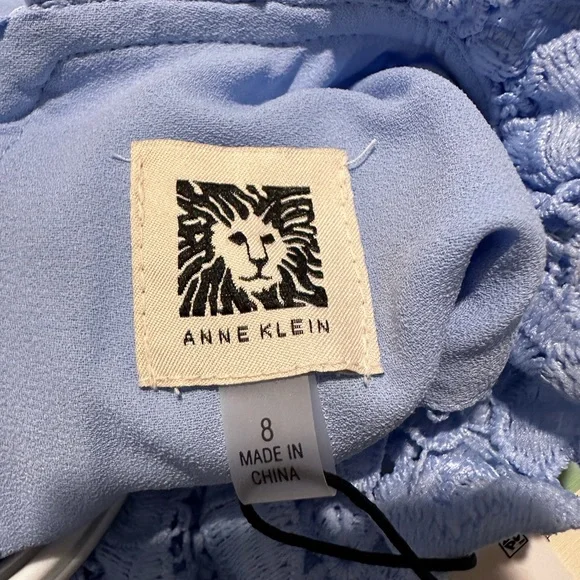 Anne Klein Blue Sleeveless Ruffle Mock Neck Dress - Picture 11 of 11